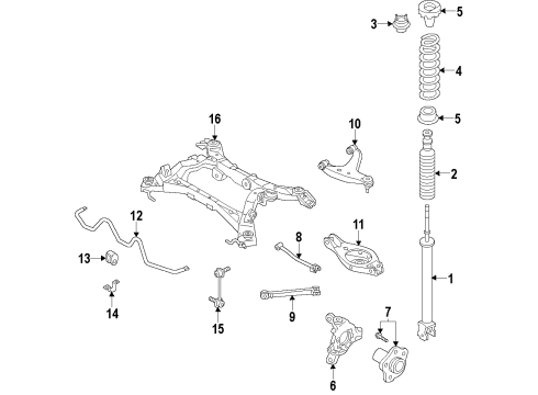 2020 Nissan Pathfinder Rear Suspension, Lower Control Arm, Upper Control Arm, Stabilizer Bar, Suspension Components Diagram 5