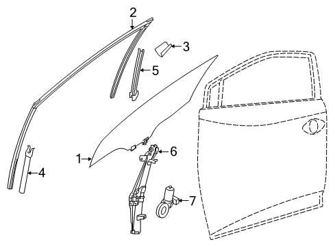 2020 Nissan Murano Front Door - Glass & Hardware Diagram