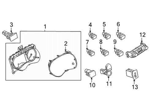 2021 Nissan Versa Cluster & Switches, Instrument Panel Diagram 2