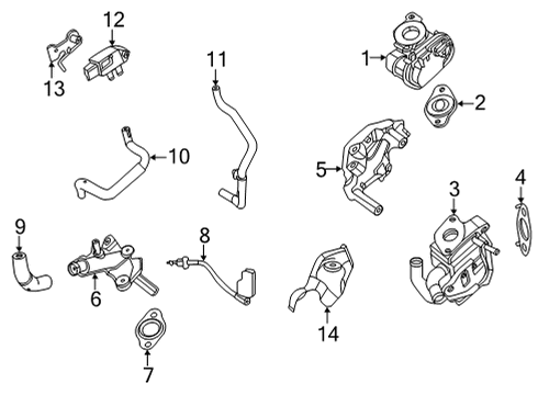 2023 Nissan Rogue Gasket-EGR Cooler Diagram for 14722-6RC0B