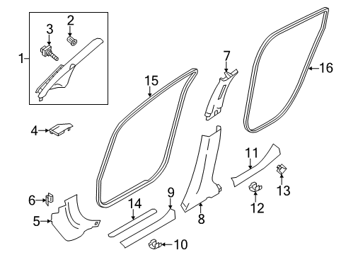 2021 Nissan Leaf Interior Trim - Pillars Diagram