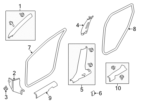 2020 Nissan Rogue Interior Trim - Pillars Diagram