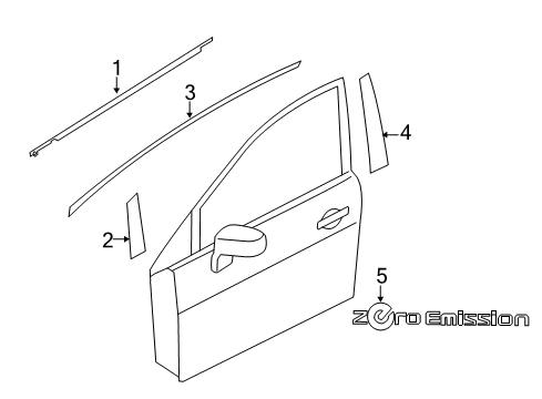 2021 Nissan Leaf Exterior Trim - Front Door Diagram