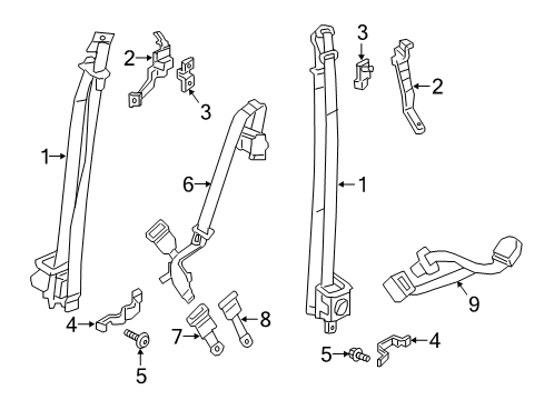 2021 Nissan Titan Front Seat Belts Diagram 1