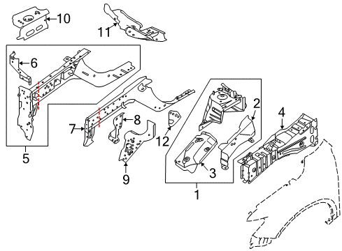 2020 Nissan Rogue Structural Components & Rails Diagram