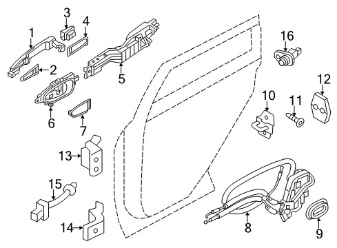 HANDLE ASSY-DOOR INSIDE,RH Diagram for 80670-1LA2A