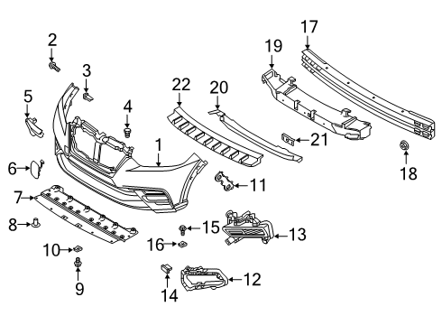 2020 Nissan Kicks Bumper & Components - Front Diagram