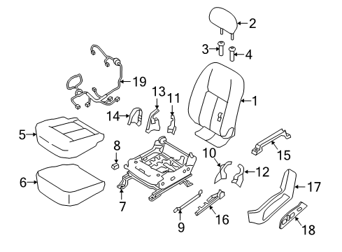 2021 Nissan Titan Driver Seat Components Diagram 2