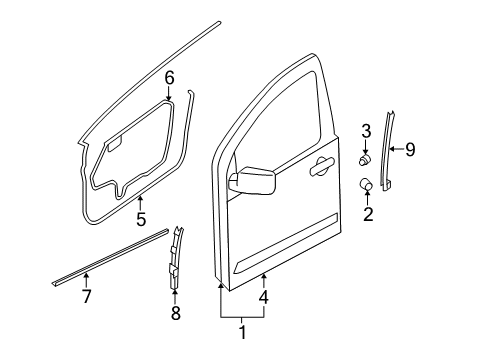 2020 Nissan Frontier Door & Components Diagram 1