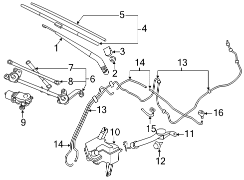 Motor Assy-Windshield Wiper Diagram for 28810-3NF0L