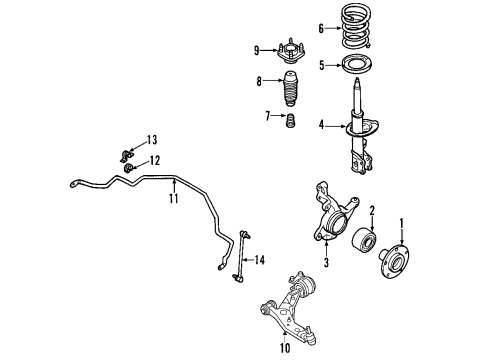 2021 Nissan Sentra Front Suspension, Lower Control Arm, Stabilizer Bar, Suspension Components Diagram 2