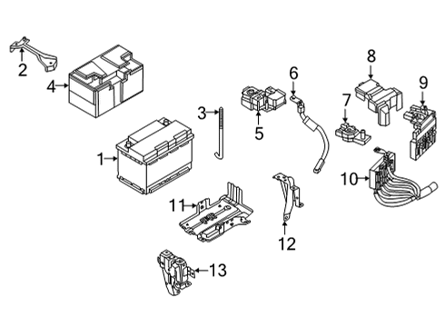 2023 Nissan Pathfinder BRACKET ASSY-BATTERY MOUNTING Diagram for 64860-6SA0B