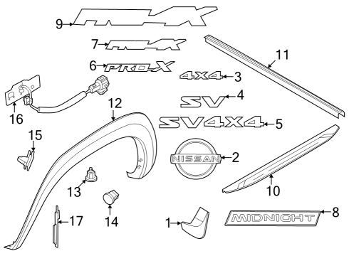 2024 Nissan Frontier EMBLEM-REAR GATE Diagram for 93495-9BU3A