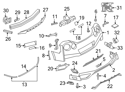 2020 Nissan GT-R Parking Aid Diagram 2