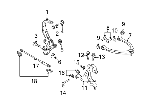 2020 Nissan 370Z Front Suspension Components, Lower Control Arm, Upper Control Arm, Stabilizer Bar Diagram 1