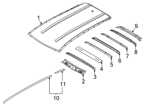 2021 Nissan Rogue Roof & Components, Exterior Trim Diagram