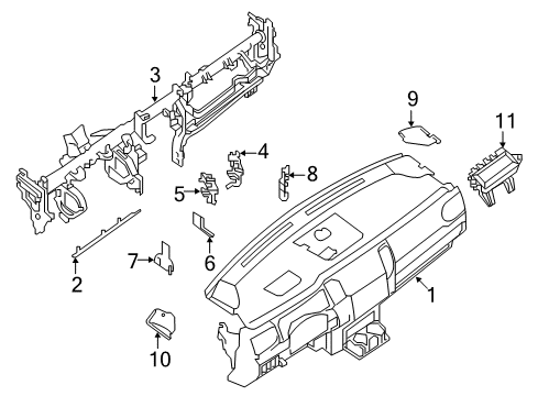 2021 Nissan Titan Cluster & Switches, Instrument Panel Diagram 1