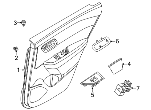 2021 Nissan Rogue Interior Trim - Rear Door Diagram 2