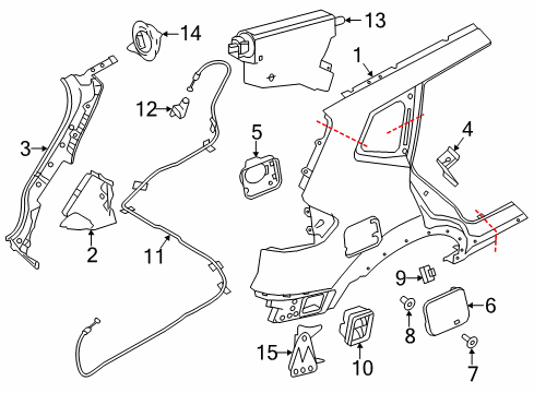 2020 Nissan Rogue Quarter Panel & Components Diagram