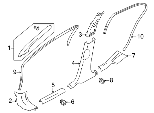 2021 Nissan Versa Interior Trim - Pillars Diagram