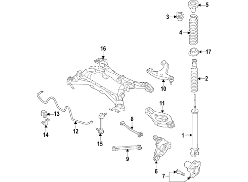 2021 Nissan Murano Rear Suspension, Lower Control Arm, Upper Control Arm, Stabilizer Bar, Suspension Components Diagram 5