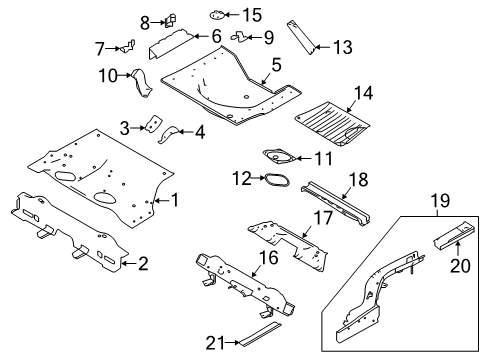 2021 Nissan Altima Rear Floor & Rails Diagram