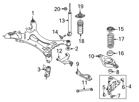 2021 Nissan Murano Rear Suspension, Lower Control Arm, Upper Control Arm, Stabilizer Bar, Suspension Components Diagram 4