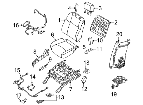 2021 Nissan Murano Back Assy-Front Seat Diagram for 87600-9UF3C