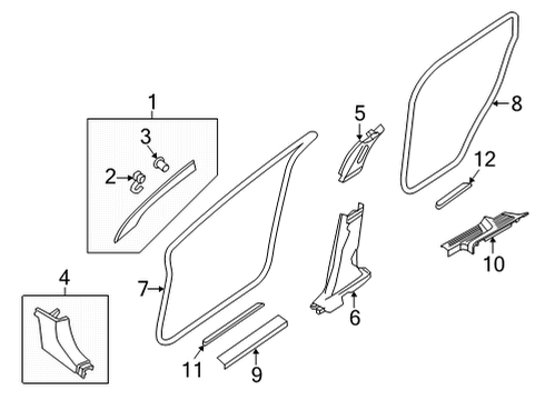 2023 Nissan Pathfinder Welt-Body Side,Front RH Diagram for 76921-6TA0A