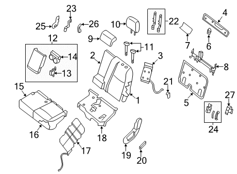 2017 Nissan Pathfinder Armrest R/S Gry Diagram for 88700-3KE2A