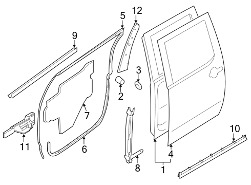 2024 Nissan Frontier WEATHERSTRIP-REAR DOOR,RH Diagram for 82830-9BU0D