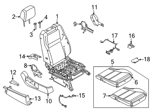 2024 Nissan Frontier TRIM ASSY-CUSHION,FRONT SEAT RH Diagram for 87321-9BV6D