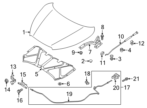 2021 Nissan Kicks Hood & Components Diagram