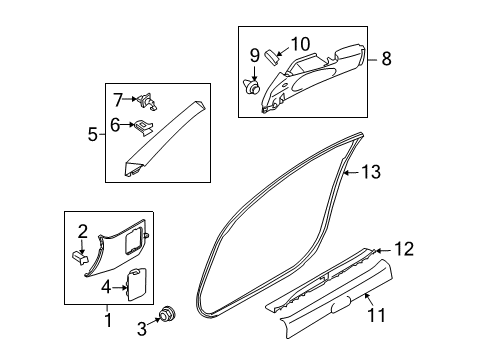 2020 Nissan 370Z Interior Trim - Pillars, Rocker & Floor Diagram 2