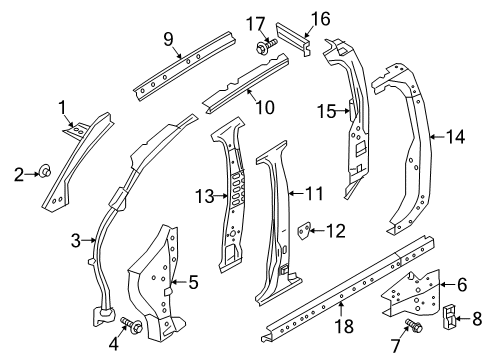 2021 Nissan Titan Center Pillar, Hinge Pillar, Lock Pillar, Rocker Diagram