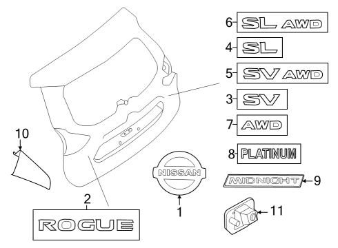 Emblem-Trunk Lid Diagram for 84895-6RR0A