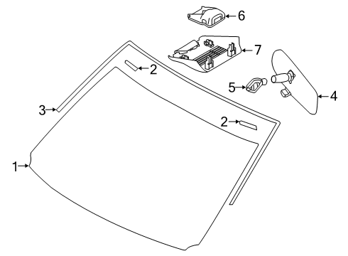 2021 Nissan Murano Glass - Windshield Diagram