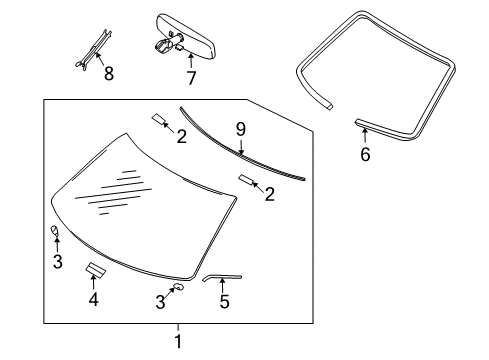 2021 Nissan GT-R Glass, Reveal Moldings Diagram