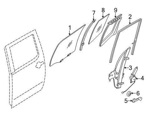 2020 Nissan Frontier Front Door Glass & Hardware Diagram 4