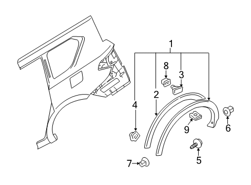 2020 Nissan Armada Exterior Trim - Quarter Panel Diagram