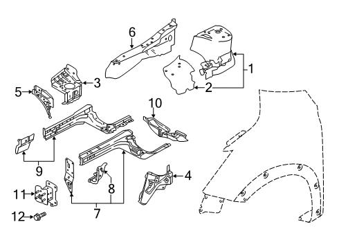 2021 Nissan Kicks Structural Components & Rails Diagram