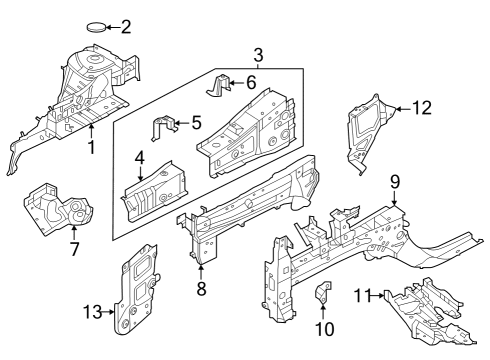 2021 Nissan Rogue Structural Components & Rails Diagram