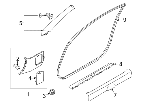 2020 Nissan 370Z Interior Trim - Pillars, Rocker & Floor Diagram 1