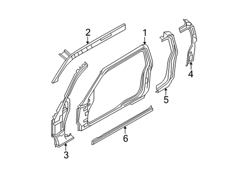 2024 Nissan Frontier Hinge Pillar, Lock Pillar, Rocker, Uniside Diagram