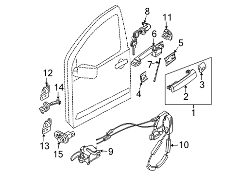 2022 Nissan Frontier LOCK & REMOTE CONTROL ASSY-FRONT DOOR,RH Diagram for 80500-9BU0D