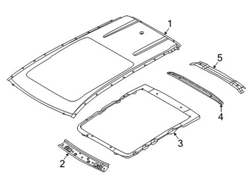 2021 Nissan Rogue Roof & Components, Exterior Trim Diagram 1