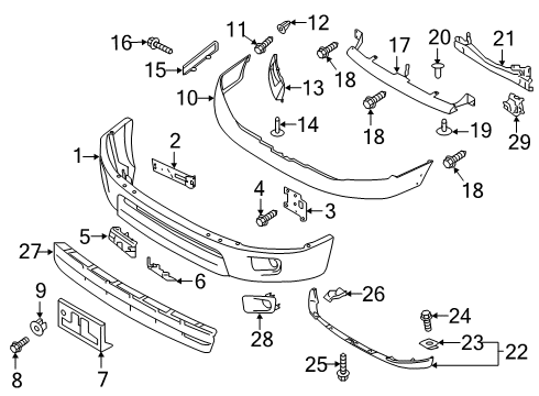 2021 Nissan Titan Bracket Front Bumper Side RH Diagram for 62222-9FV0B