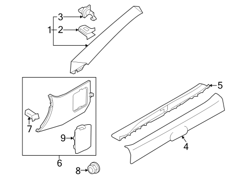 2024 Nissan Z Interior Trim - Pillars Diagram