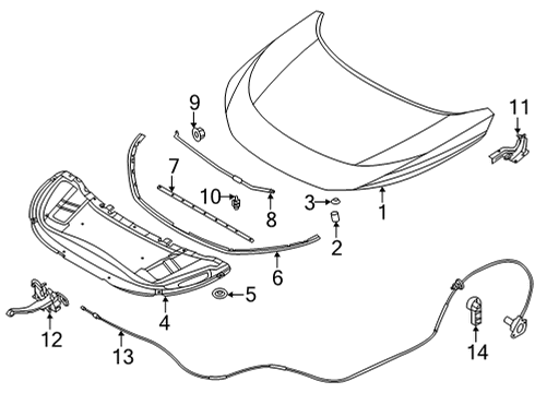 Male Assy-Hood Lock Diagram for 65601-6RA0A