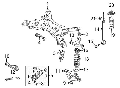 2021 Nissan Murano Rear Suspension, Lower Control Arm, Upper Control Arm, Stabilizer Bar, Suspension Components Diagram 3